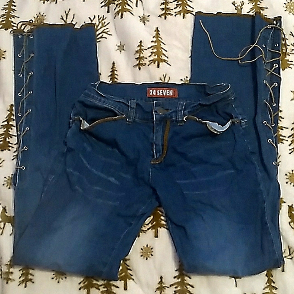 24 Seven Side Leg Crossover Jeans
